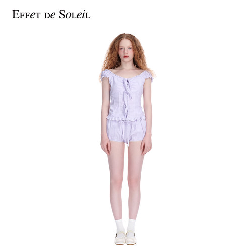 Effet de Soleil蕾丝花边风琴褶泡泡短裤女装新品26夏
