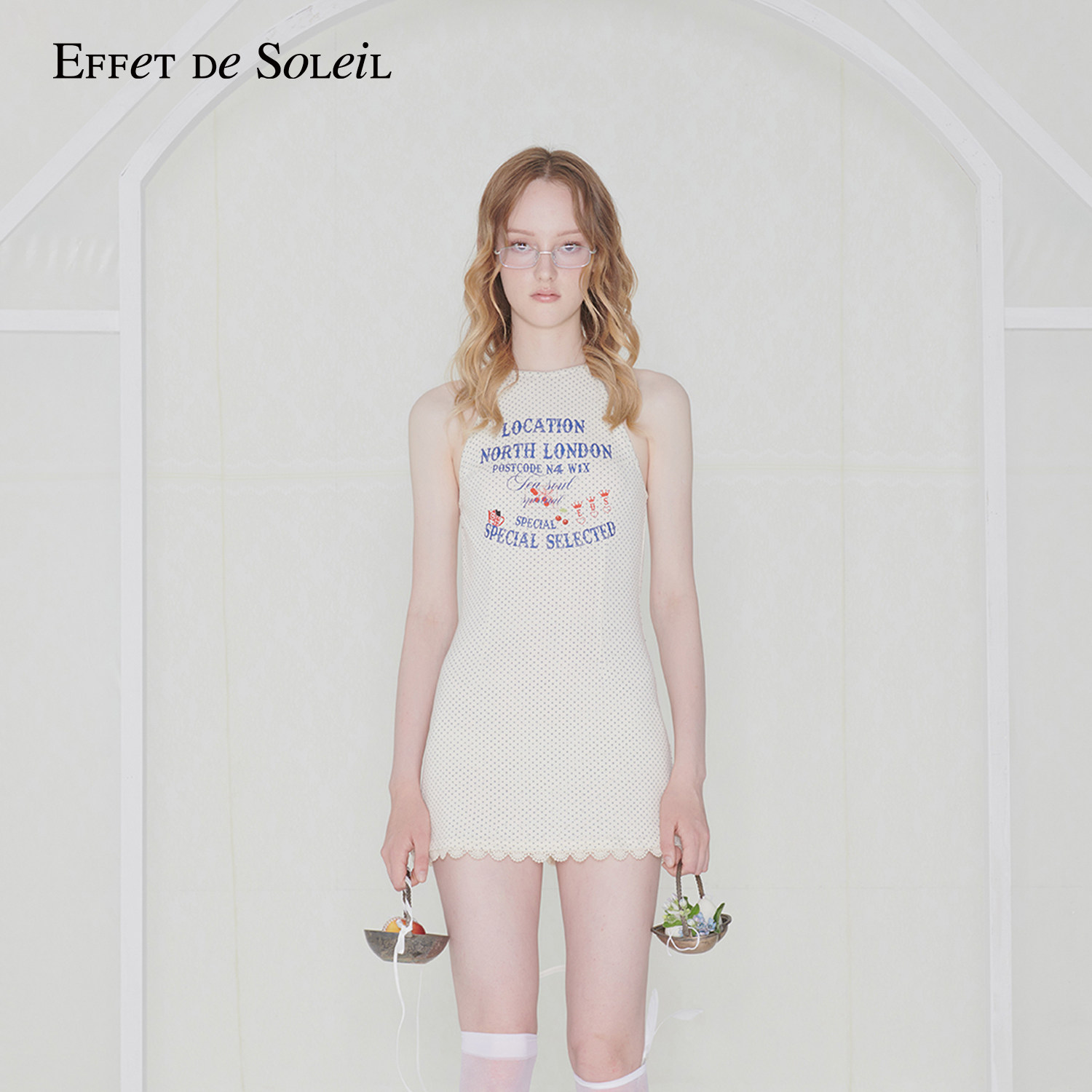 【博主同款】Effet de Soleil波点印花无袖吊带短裙连衣裙女新品