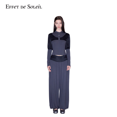 Effet de Soleil缎面拼接垂坠宽松休闲长裤女装新品26秋