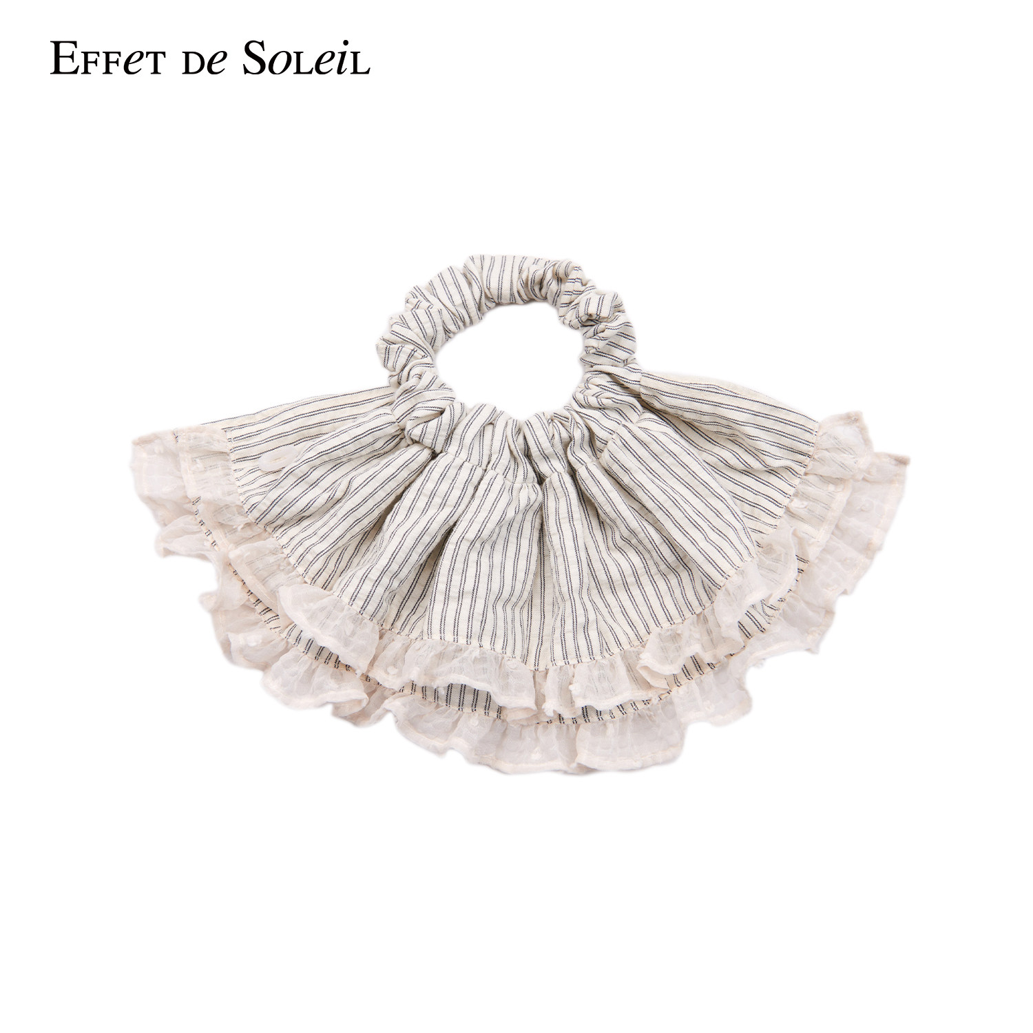 Effet de Soleil条纹波点荷叶边裙摆发圈女新品26夏