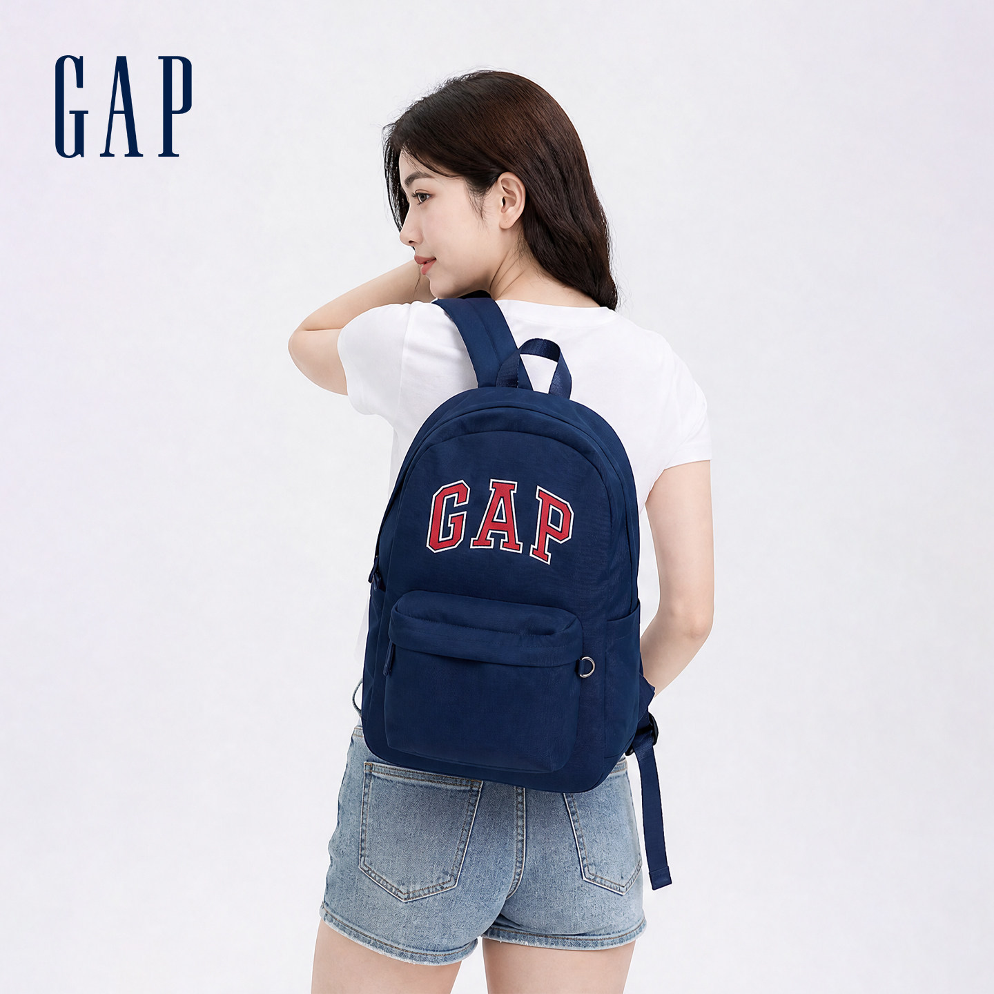 GAP休闲学院风初中高中双肩包大容量书包休闲简约户外运动通勤