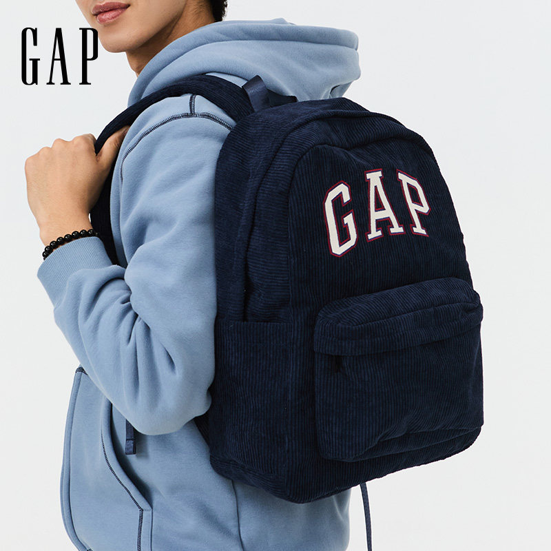 GAP休闲学院风初高中大学灯芯绒双肩包大容量书包户外运动通勤