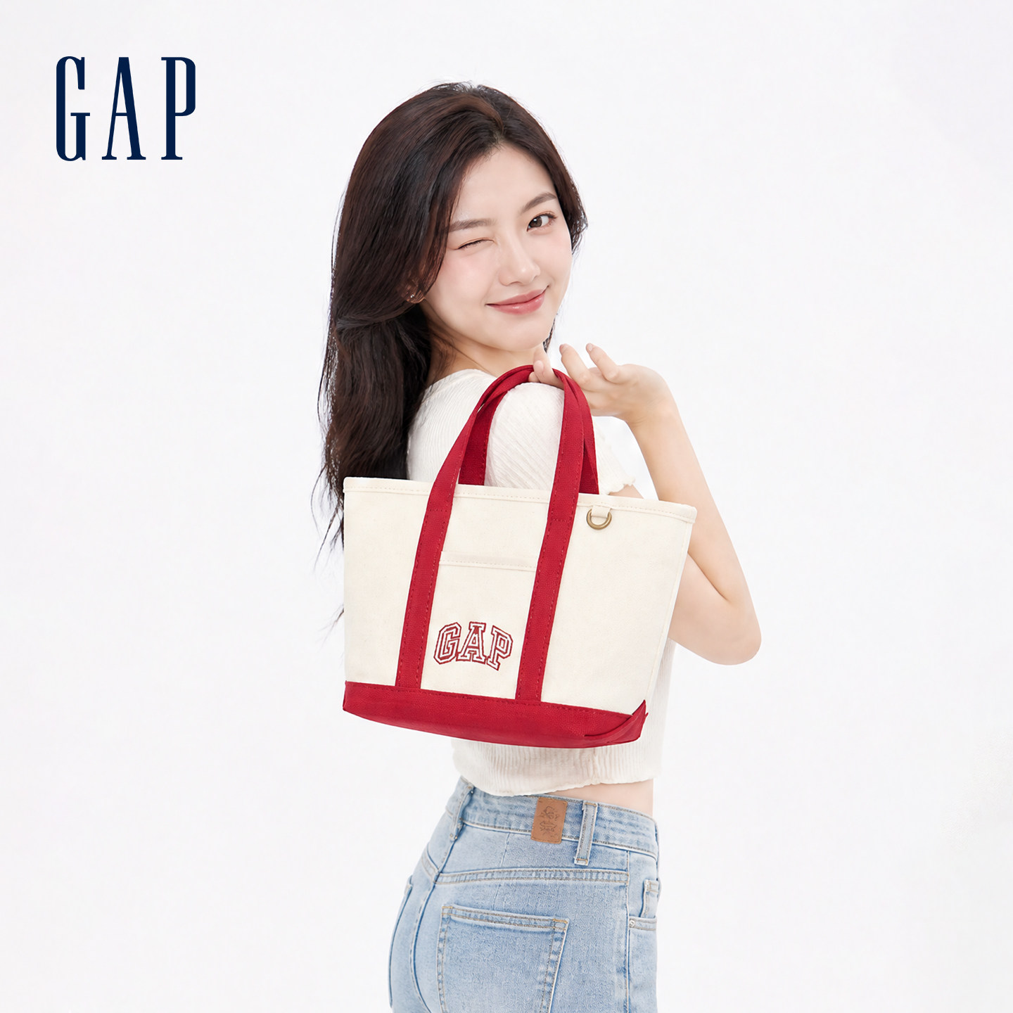 GAP手拎托特拼色复古单肩包简约休闲托特包夏通勤百搭包包女2026 - 实物图