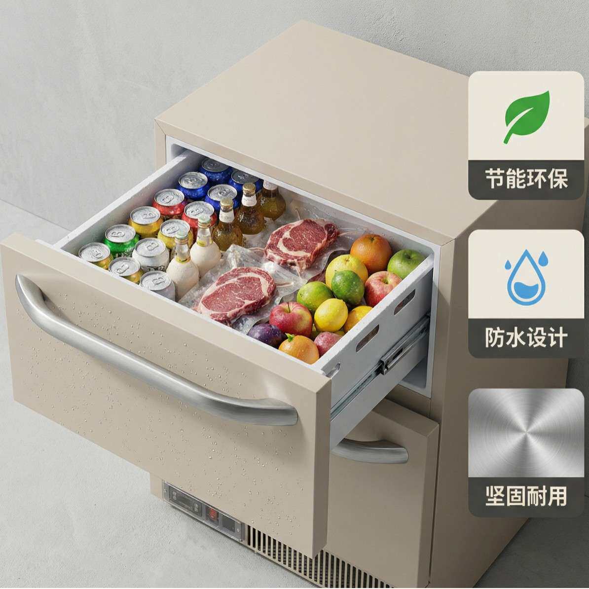 商用风冷抽屉式冷藏冷冻柜风冷冰箱抽屉式户外风冷冰柜平台雪柜