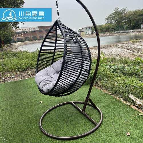 户外花园庭院休闲单人秋千室外公园家用阳台防水防晒绳编吊椅组合