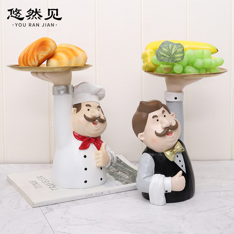 欧式仿真树脂服务员收纳摆件