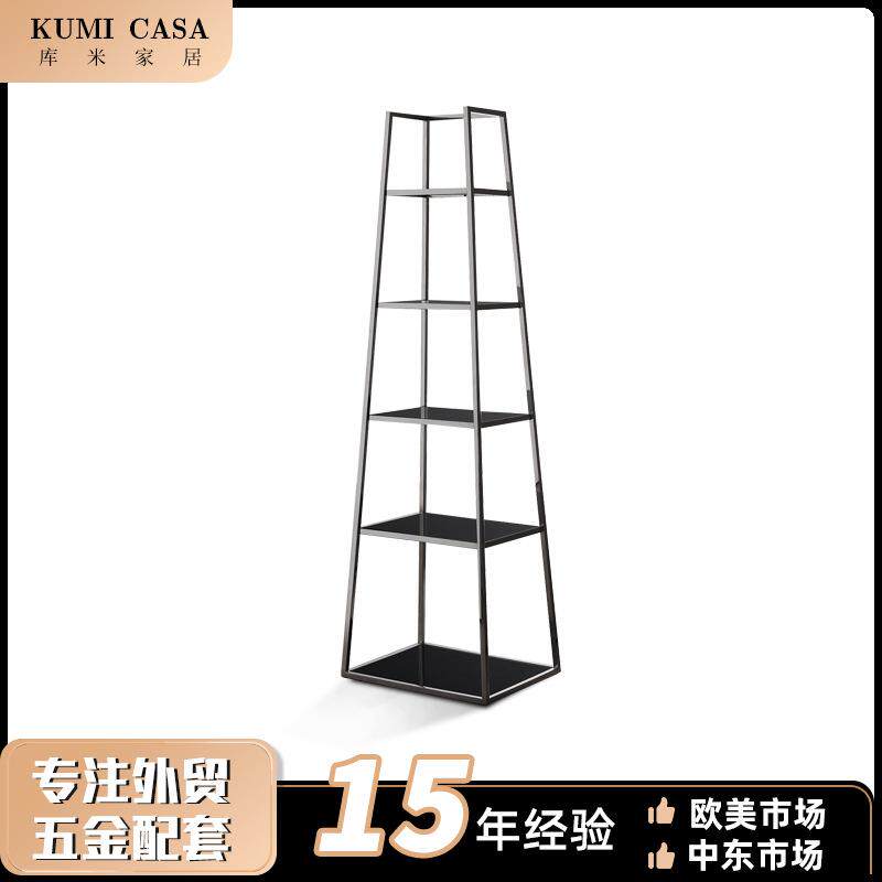 简约不锈钢落地陈列架玻璃服装店置物架轻奢酒柜透明展示柜收纳架