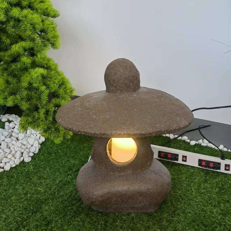 新中式创意青砂石灯摆件仿古禅意石雕玄关鱼缸装饰造景灯具厂家