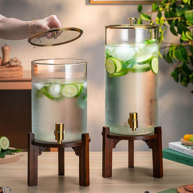 水果茶桶玻璃泡商用家用储水桶带饮料大容量龙头冷水壶耐高温