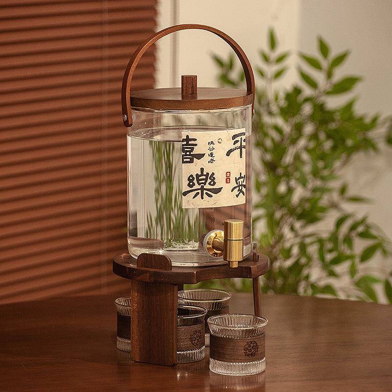中古风水具耐热冷水壶水桶家用商用大容量水果汁花茶茶壶带龙头
