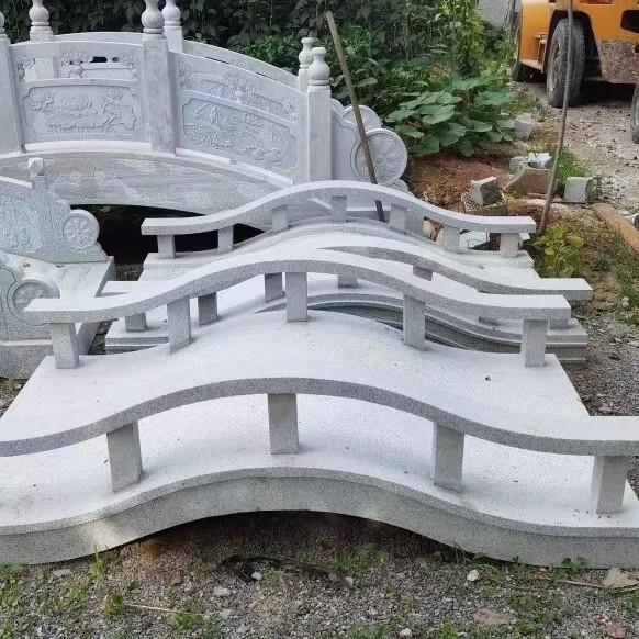 石雕石拱桥汉白玉小桥庭院花园装饰天然流水户外中式景观桥造景