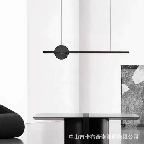北欧极简轻奢大理石全铜吊灯现代简约设计师餐桌吧台一字长条吊灯