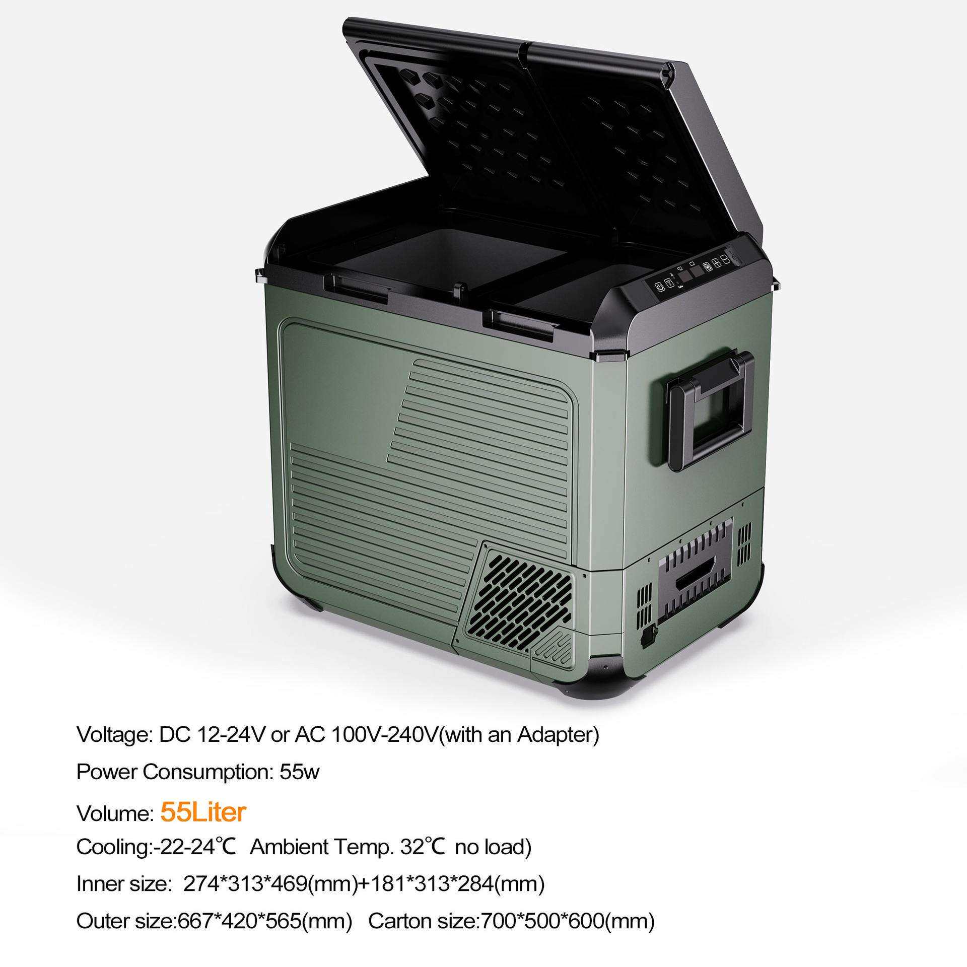 12V 24伏车载冰箱房车户外露营35L 45L 55L便携冰箱外贸工厂直销