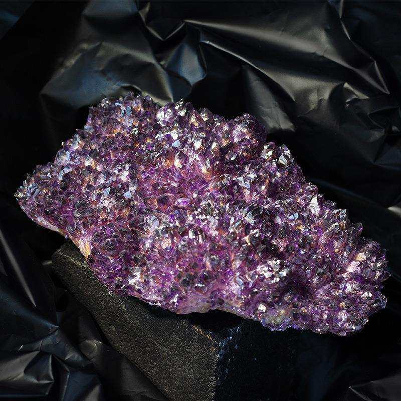 天然水晶簇摆件家居软装桌面书柜装饰品绿水晶晶簇摆饰紫色水晶