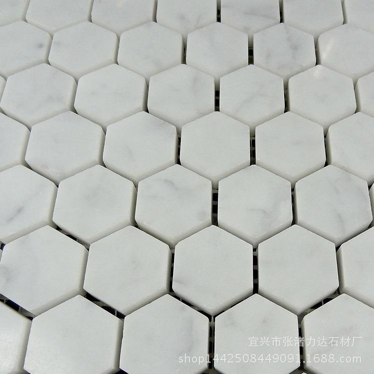 大理石马赛克卡拉拉白色小六角厨房卫生间阳台吧台内外墙贴墙地砖