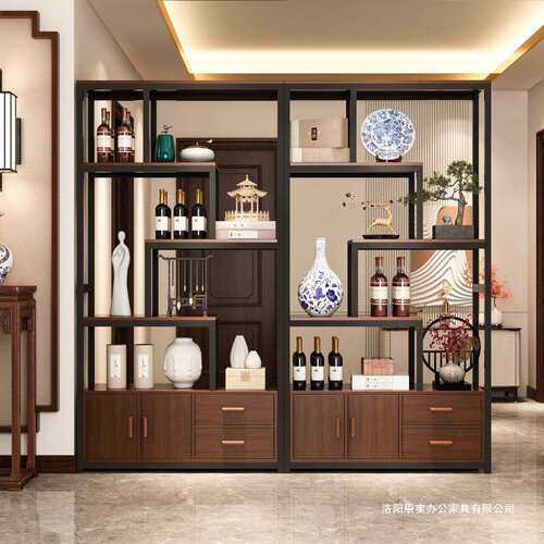 餐厅餐边柜铁艺博古架书架酒架酒柜置物架屏风办公室隔断柜客厅