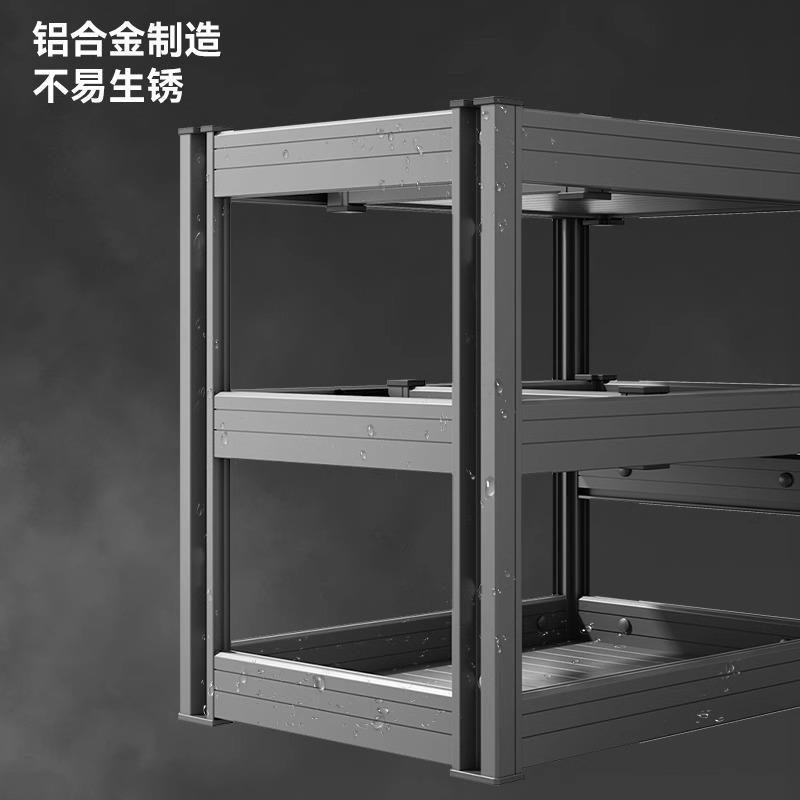 厨房橱柜调料拉篮抽屉式304不锈钢抽拉滑轨碗碟调味魔法储物柜蓝