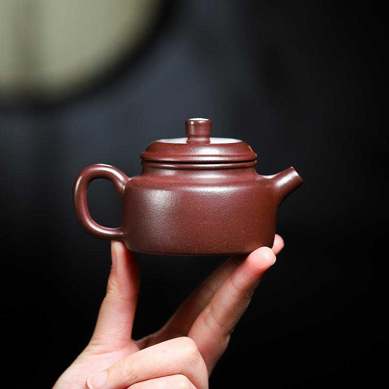 德中紫砂壶小号精品茶壶茶具紫泥堆绘贴花雨中砂厂家