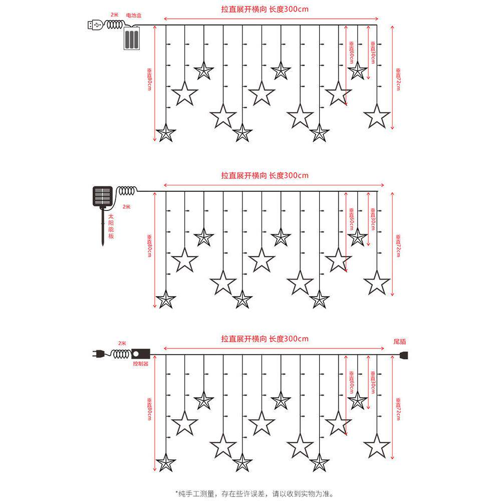 led星星灯月亮窗帘灯瀑布灯条少女心房间布置网红卧室装饰彩灯串