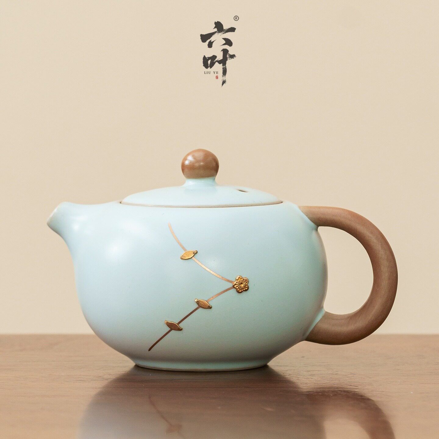 六叶天青汝窑锔钉西施壶陶瓷泡茶茶壶
