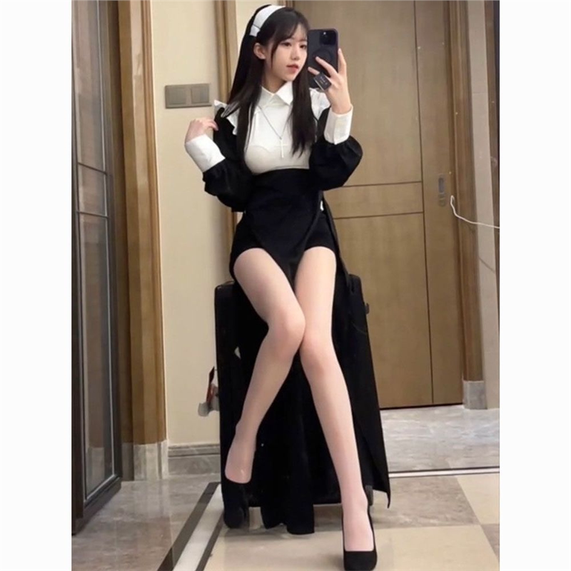 万圣节修女cosplay服装修女性感变装紧身服同款修女cosplay服纯欲