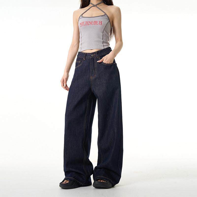 尾郎的店美式复古阔腿牛仔裤男潮牌高级感直筒宽松松弛感裤子情侣