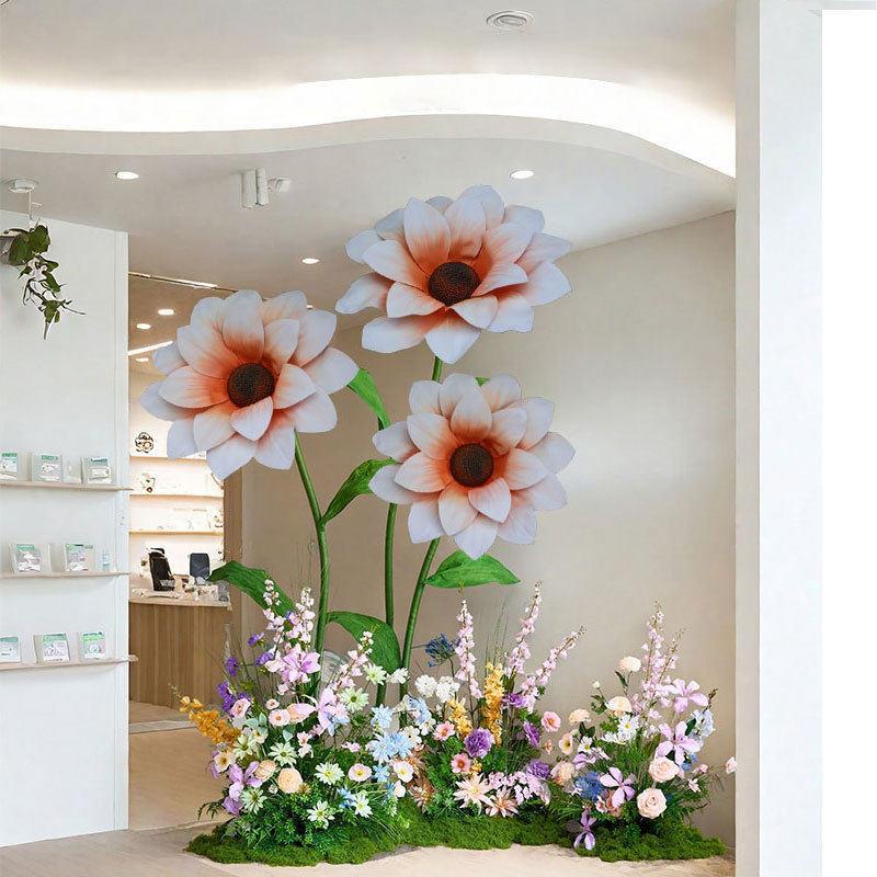 大型向日葵仿真纸花摆件商场布置美陈店铺橱窗路引装饰手工纸花艺