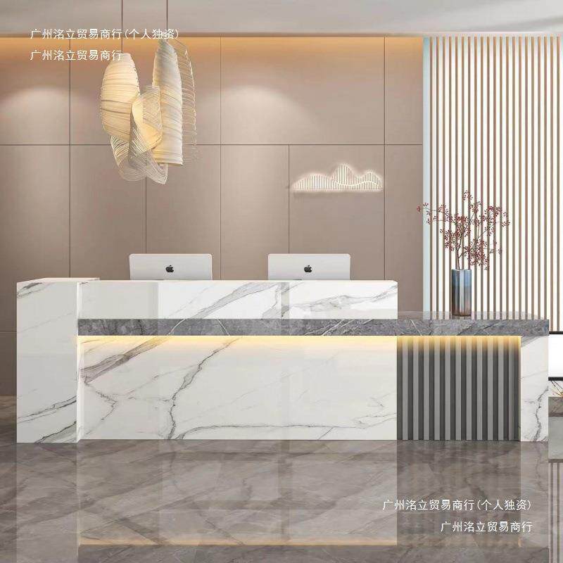 公司前台接待台柜台一体简约理发店新款院酒店收银台前台柜台
