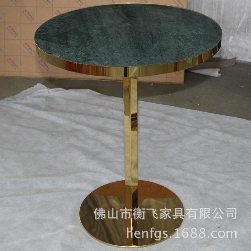 歆麦圆形洽谈桌售楼处休闲圆形洽谈台不锈钢天然大理石圆形洽谈台