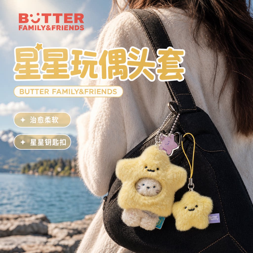 韩国BUTTER毛绒钥匙扣包包挂件链图片
