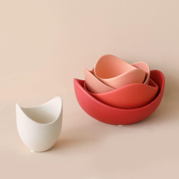 北欧陶瓷莲花造型碗碟工艺品首饰盘糕点水果首饰收纳盘创意摆件