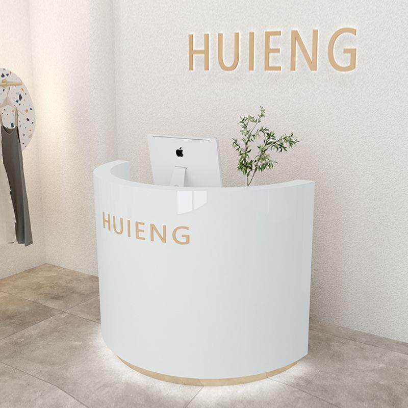 轻奢简约服装店收银台 弧形前台迎宾咨询服务接待台 成都三禾展柜