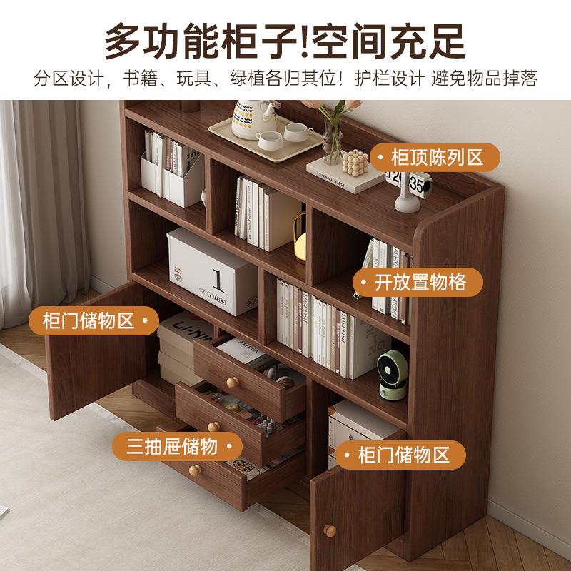 书柜储物柜一体靠墙沙发隔断柜客厅玄关柜中古风柜子置物柜茶水柜
