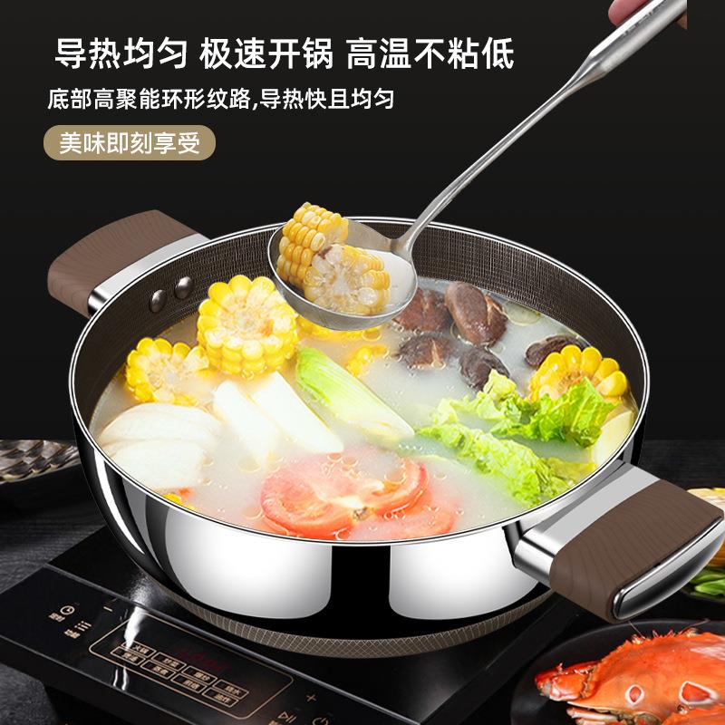 316不锈钢汤锅家用有钛无涂层不粘锅火锅电磁炉煮粥锅双耳煮汤锅