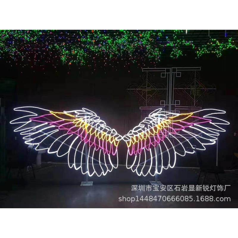 网红打卡热点场地布景 LED彩色天使翅膀平面图案灯 打造拍照神器