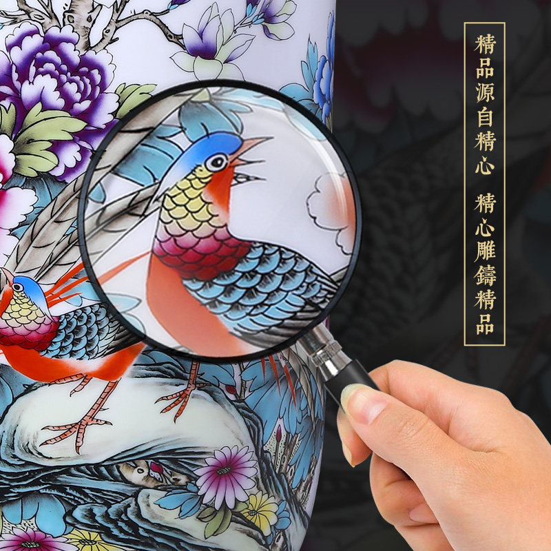 景德镇陶瓷花瓶富贵竹水养绿植水培瓷瓶客厅落地插花大号中式摆件