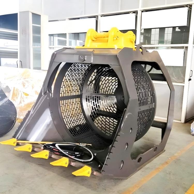 挖掘机液压滚筒筛钩机河道淤泥沙石分离器多功能旋转筛分笼分离斗