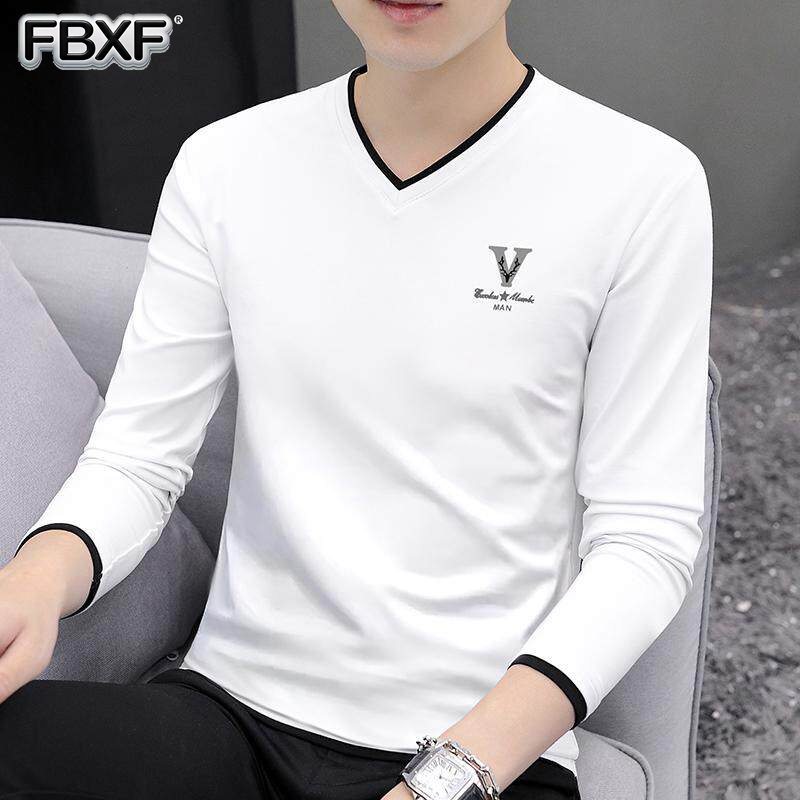 时尚V领长袖T恤早秋男装2026新款
