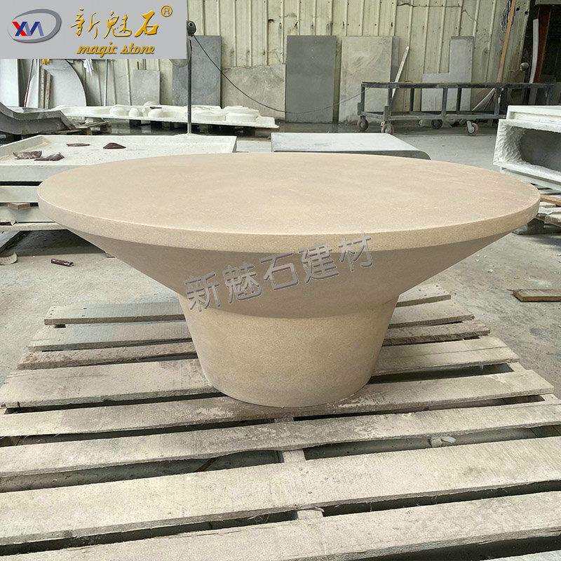 清水混凝土轻奢圆形茶桌 做旧工业风茶几 设计师复古水泥咖啡桌