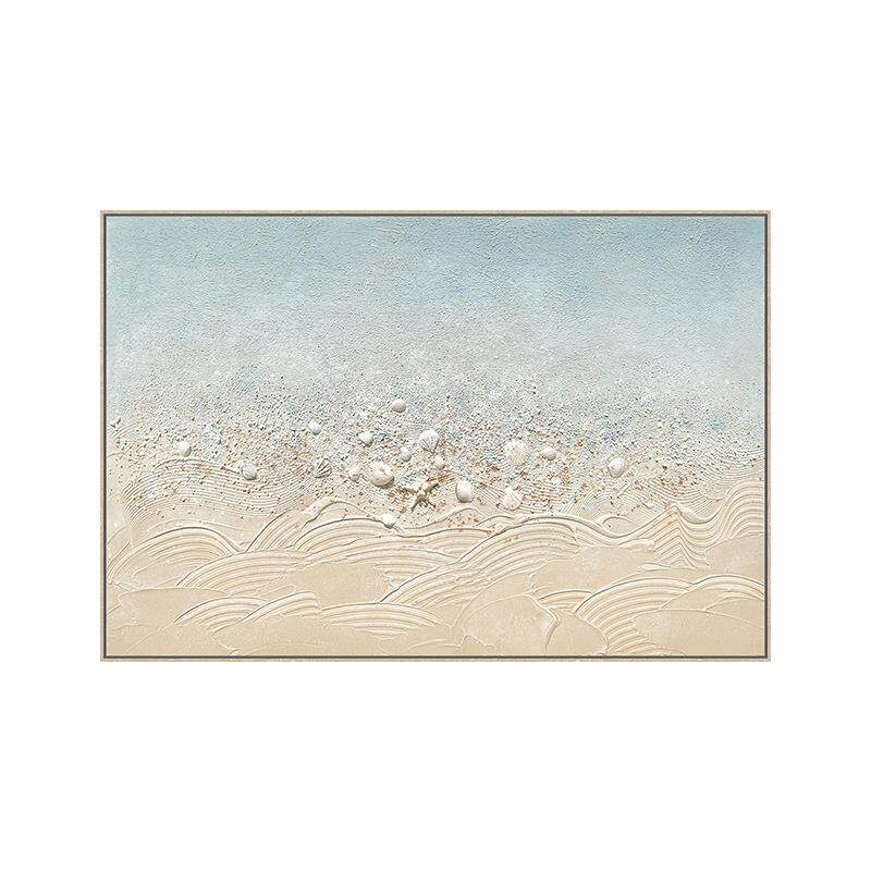 工厂热卖海洋贝壳肌理画纯手绘油画客厅铝合金装饰画玄关挂画