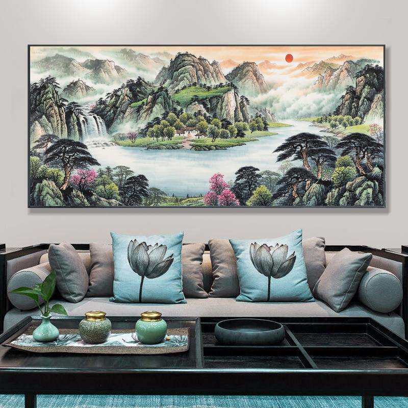 办公室励志牌匾风景国画装饰画名人书法字画客厅挂画沙发背景壁画