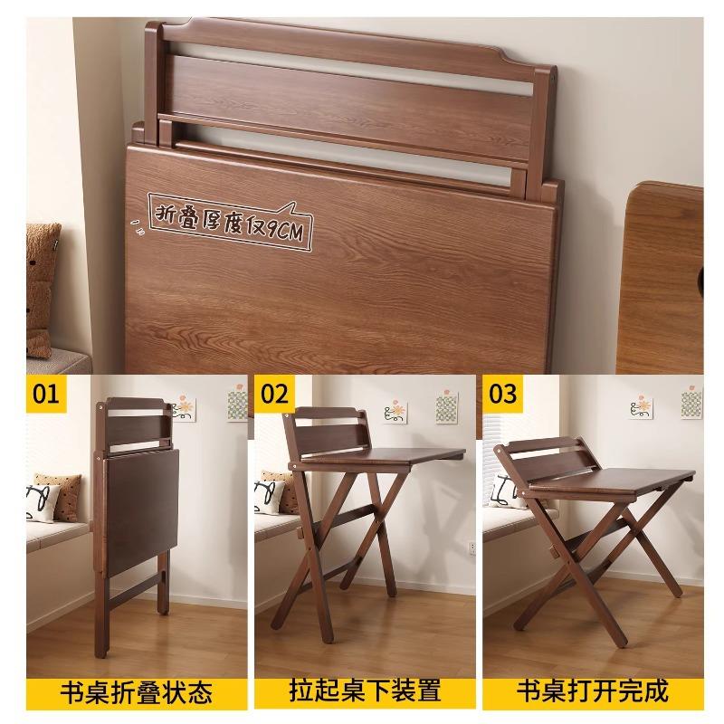 实木折叠书桌小学生家用简易桌子小户型床边写字桌卧室儿童学习桌