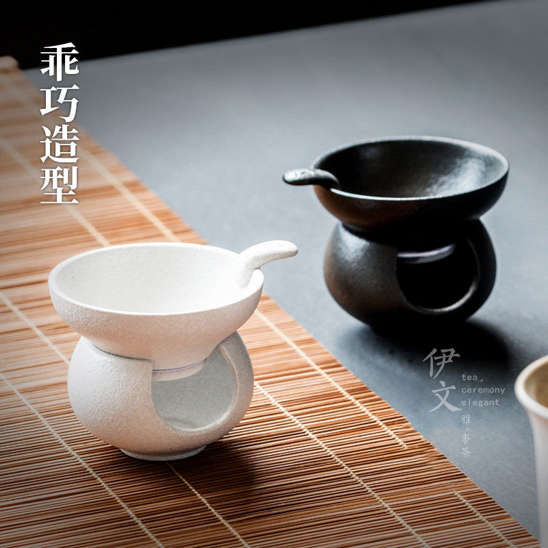 黑陶茶漏茶滤功夫泡茶滤茶粗陶创意茶叶大过滤器陶瓷茶具配件防烫