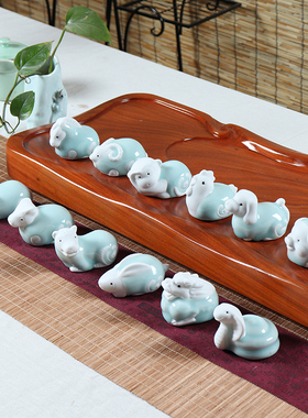 12属相生肖陶瓷创意龙摆件全套小狗鸡可爱马牛手把件卡通十二猴子