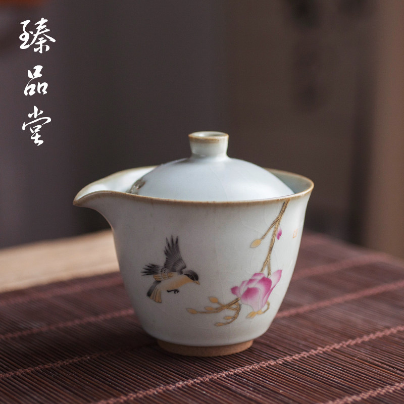 复古汝窑茶壶汝瓷功夫茶具手抓壶家用三才盖碗陶瓷茶壶茶碗大茶杯