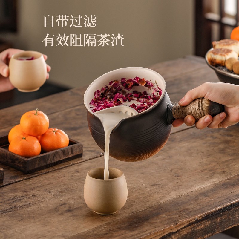 大容量烤奶茶罐罐茶壶围炉煮茶单壶陶瓷壶罐明火冬日室内器具全套