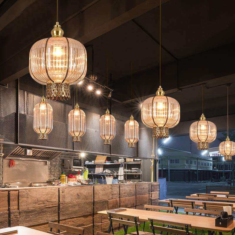简约餐厅吊灯吧台灯单头工业风酒店工程灯具现代铜艺吊灯镂空工艺
