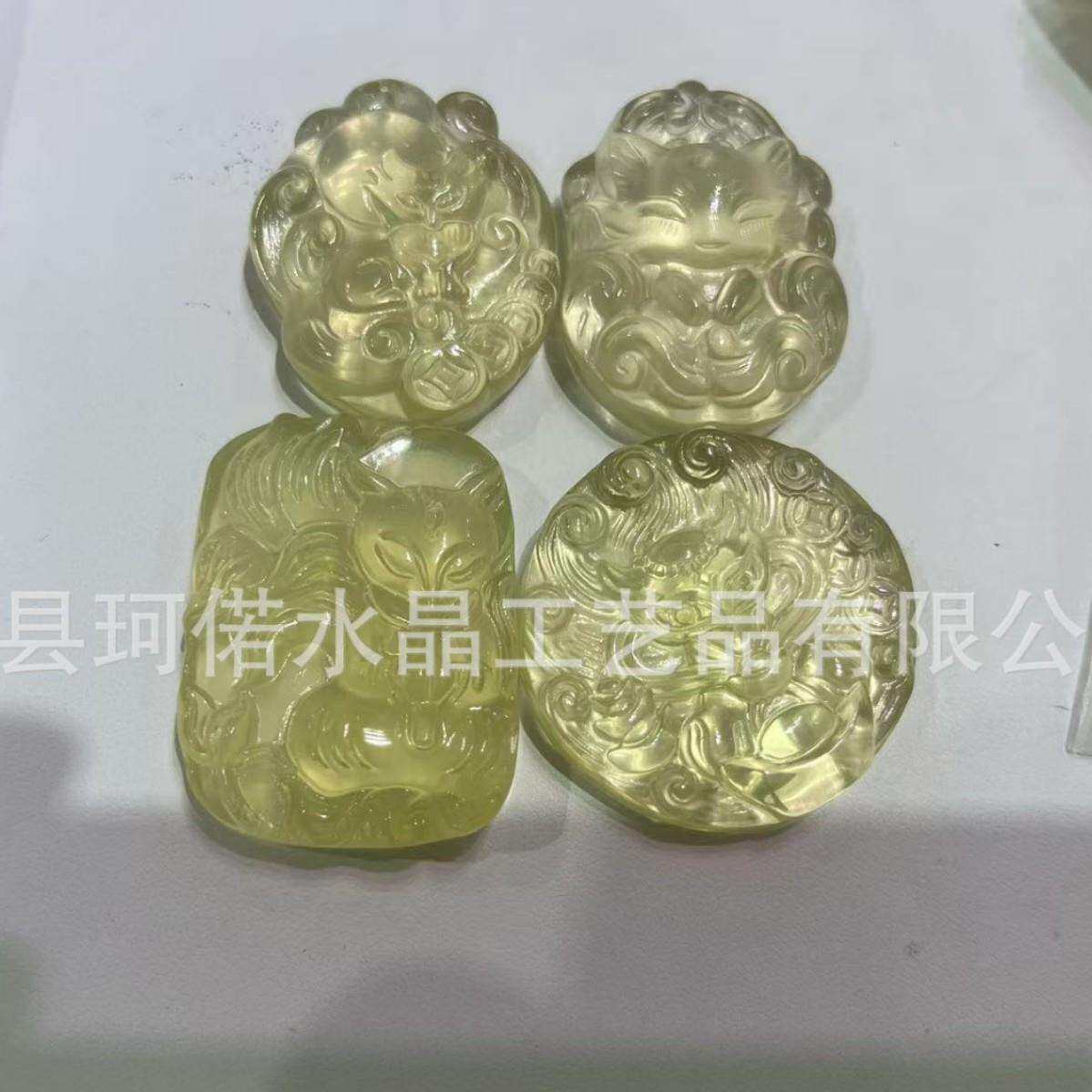 工厂直销高品质天然黄水晶九尾狐首饰配件用于装饰