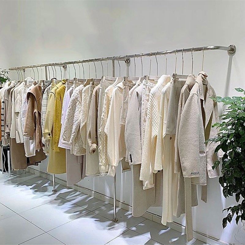 女装店货架展示架落地式上墙壁挂式不锈钢挂衣架服装店专用陈列架