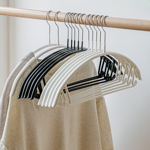 霜山防滑浸塑衣架无痕不鼓包晒衣架带挂钩衣撑子家用晾衣架5支装
